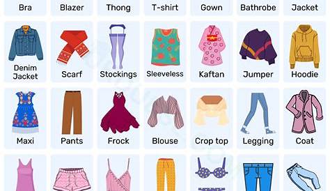 Clothing Names Clothes Vocabulary Of Clothes In English With Pictures • 7ESL