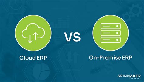A simplified visual comparison graphic showing the key differences between cloud-based ERP systems (accessible via internet) and traditional on-premise ERP systems (stored locally on servers).