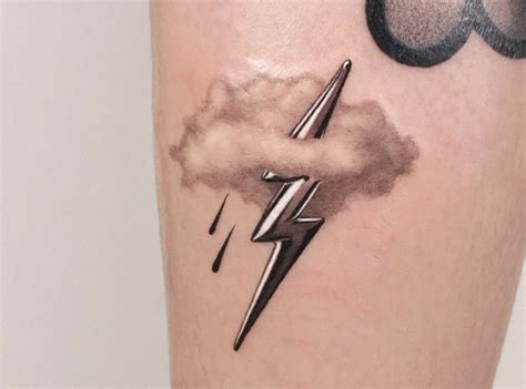 Cloud And Lightning Bolt Tattoo