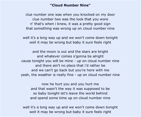 cloud no 9 lyrics