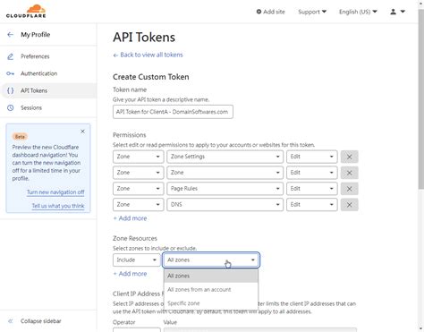 cloudflare api key token