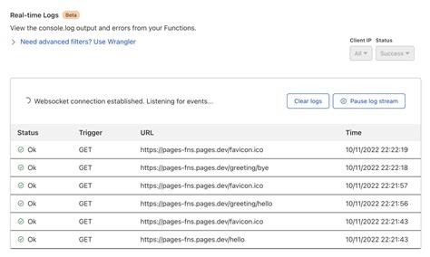 Cloudflare Pages Functions Logs