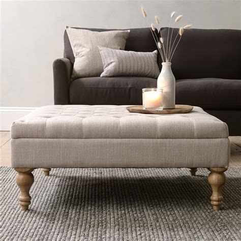 Clover Buttoned Coffee Table Stone Linen