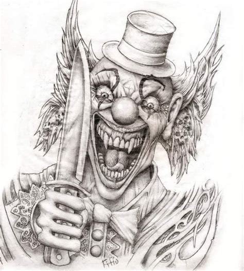 Controversial Clown Tattoo Designs Black White References