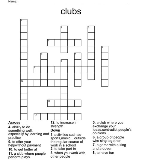club with clubs crossword