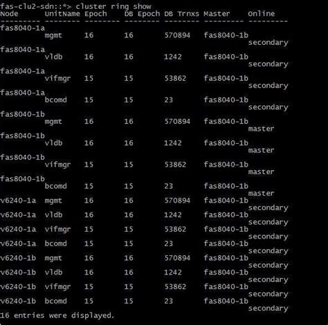 Cluster Ring Show Netapp