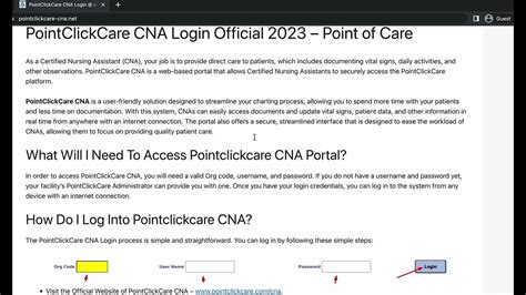 cna pointclickcare login