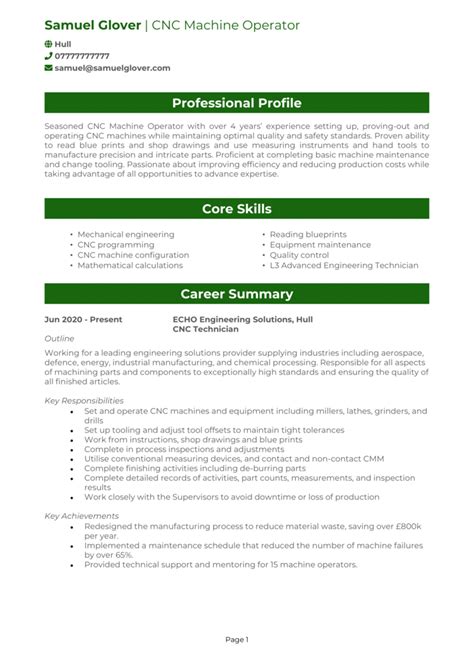 cnc operator cv example