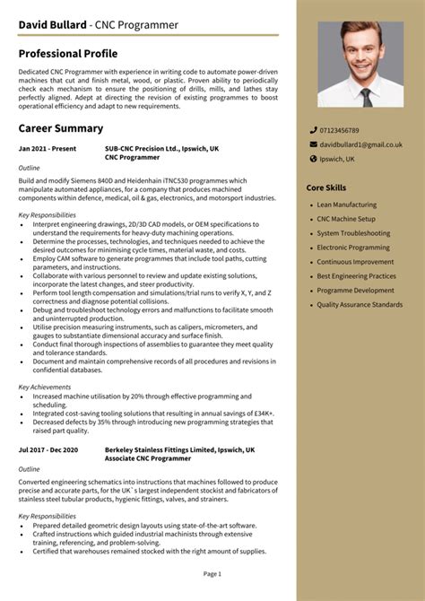 cnc programmer cv example