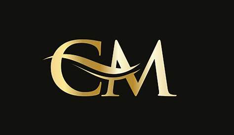 Cm Company Linked Letter Logo Golden Silver Black