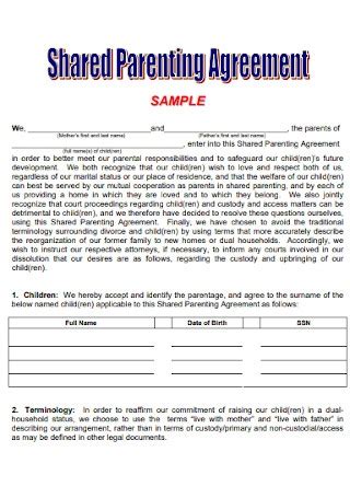 Co Parenting Agreement Templates at