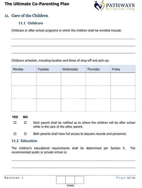Parenting Plans Templates Format, Free, Download