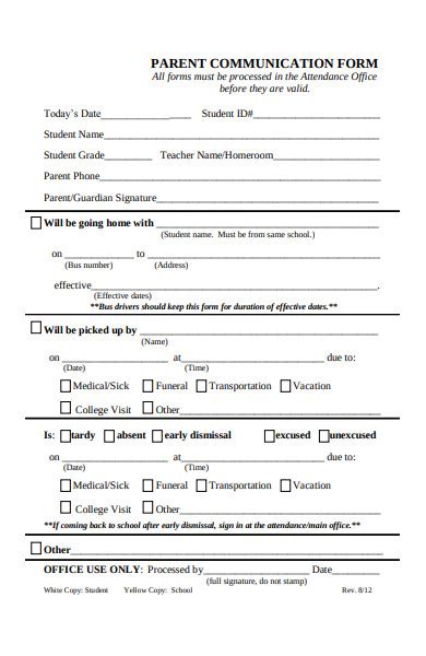 coach parent communication form template