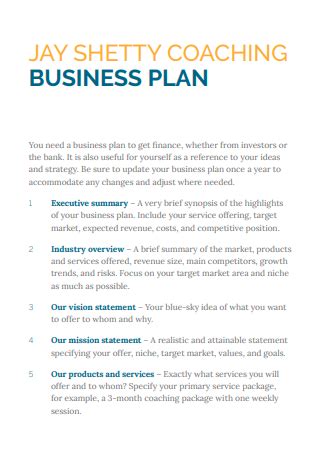 A Sample Life Coaching Business Plan Template ProfitableVenture