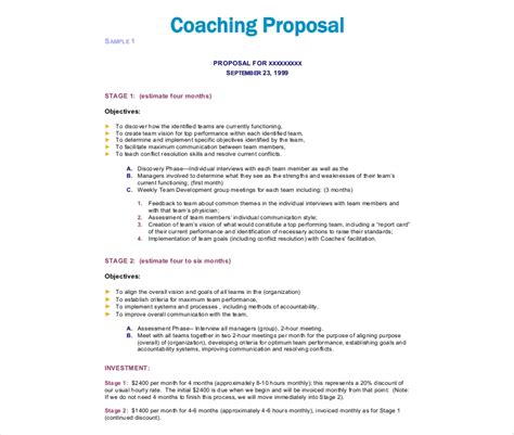 Executive Coaching Proposal Template Master Template