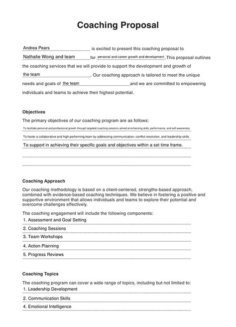 Executive Coaching Proposal Template Master Template