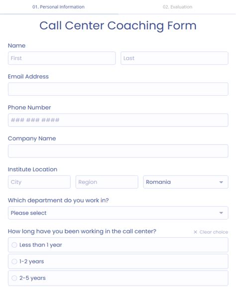 coaching shadowing call center form template