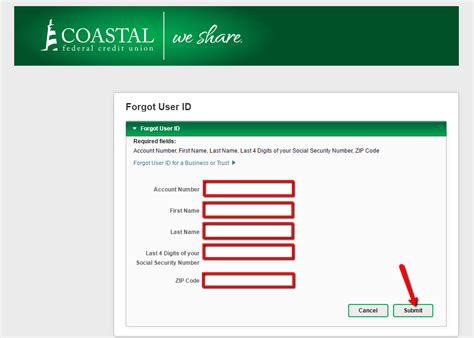 coastal federal credit union login help