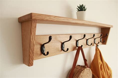 Coat Hooks With Shelf Oak