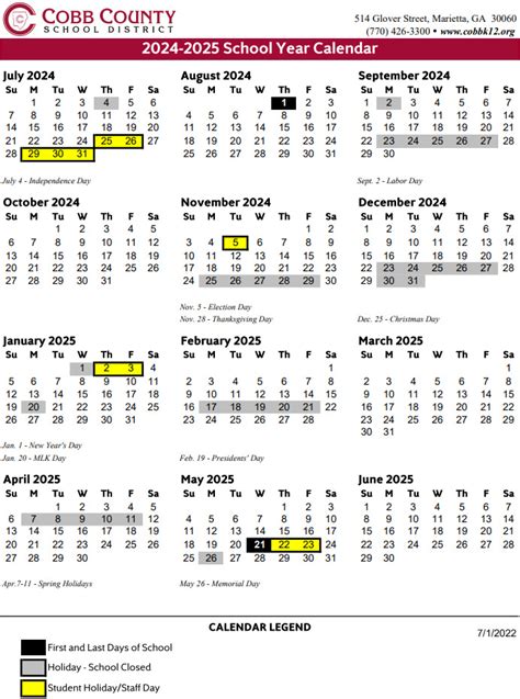 Cobb County Schools Calendar 2024-25