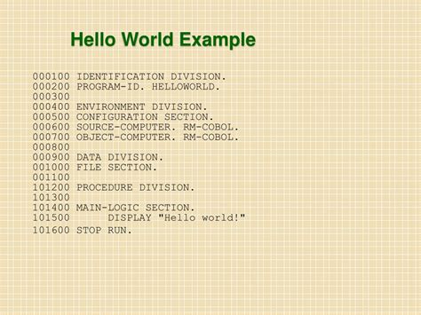 cobol code example hello world