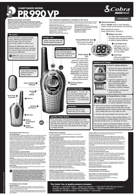 COBRA MICROTALK CXT425 TWOWAY RADIO OWNER