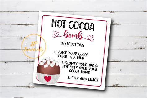 Hot Chocolate Bomb tag. Hot cocoa bomb instructions card. Etsy in