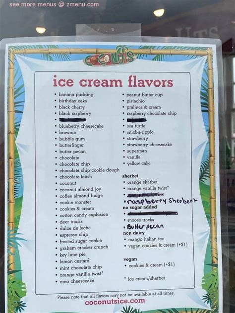 Coconuts Menu Cartersville