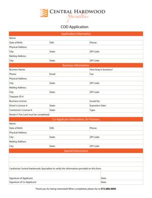 Cod Application Deadline