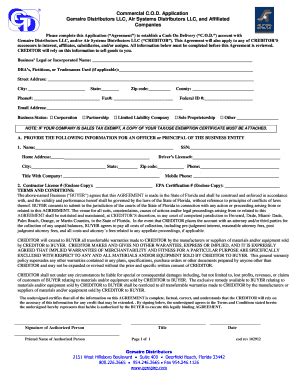 Cod Application Form Template