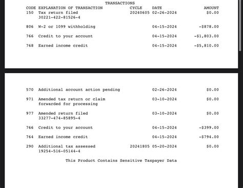 code 290 on irs transcript 2024