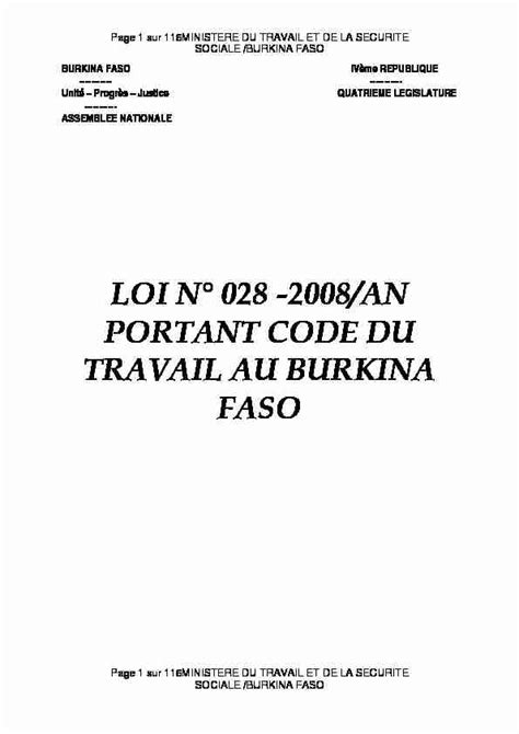 code du travail au burkina faso pdf