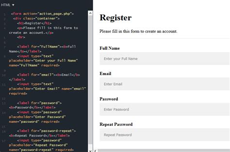 code for html forms