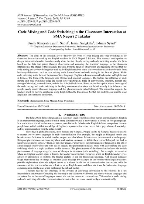 code mixing and code switching in the classroom interaction
