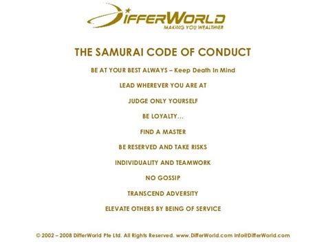 code of behavior for samurai
