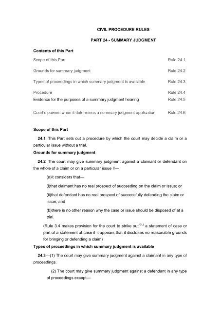 code of civil procedure summary judgment