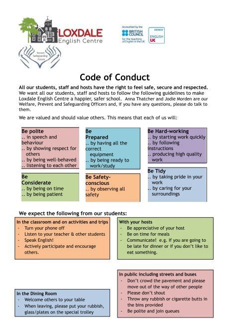 code of conduct in school meaning