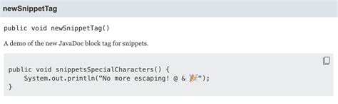 code snippet in javadoc