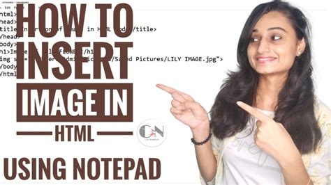 code to insert image in html using notepad