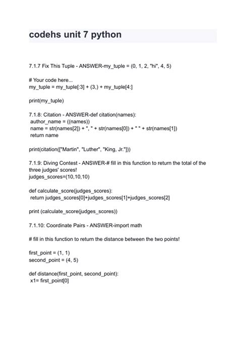 Codehs Answers Python Unit 7