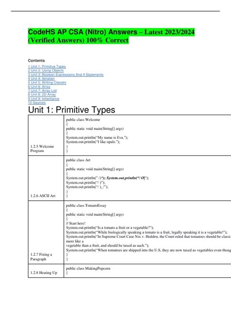 Codehs Nitro Answers