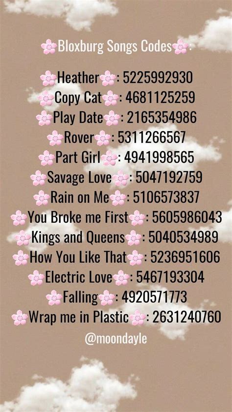 codes for roblox songs