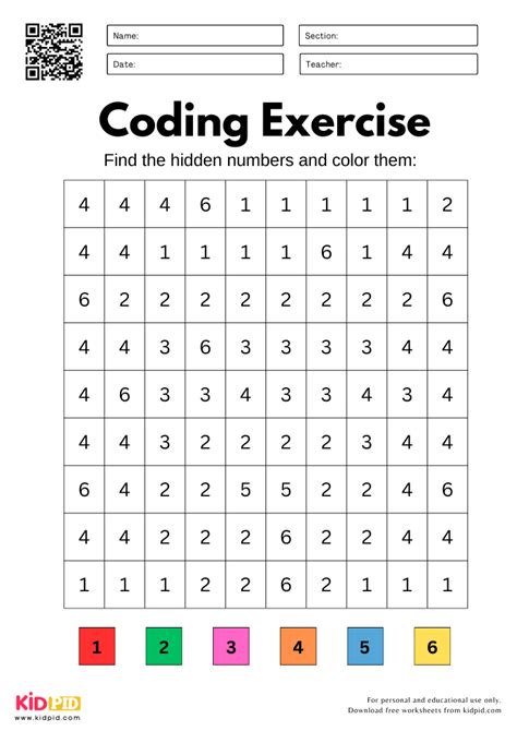 Coding Worksheet For Kids