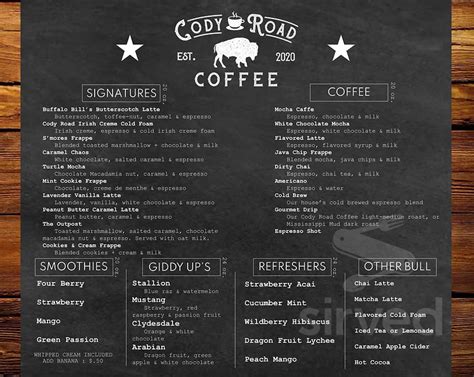 cody road coffee menu