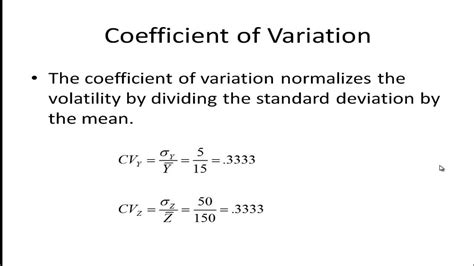 coefficient of variation and variance