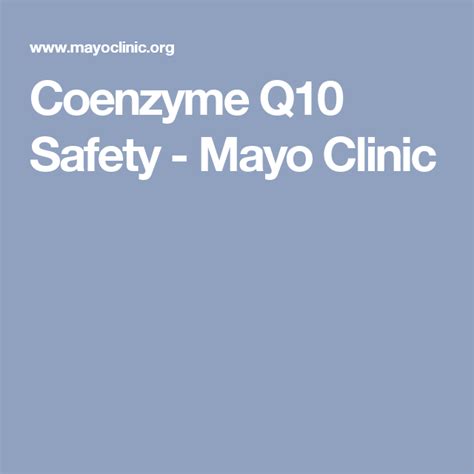 coenzyme q10 mayo clinic