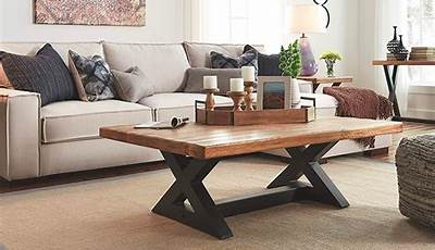 Coffee Table Black Legs Wood Top