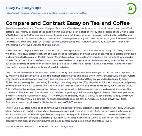 Coffee And Tea Essay