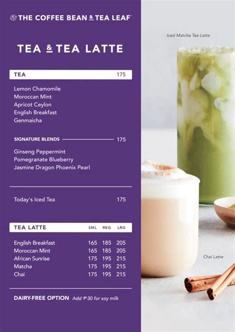 Coffee Bean Latte Menu