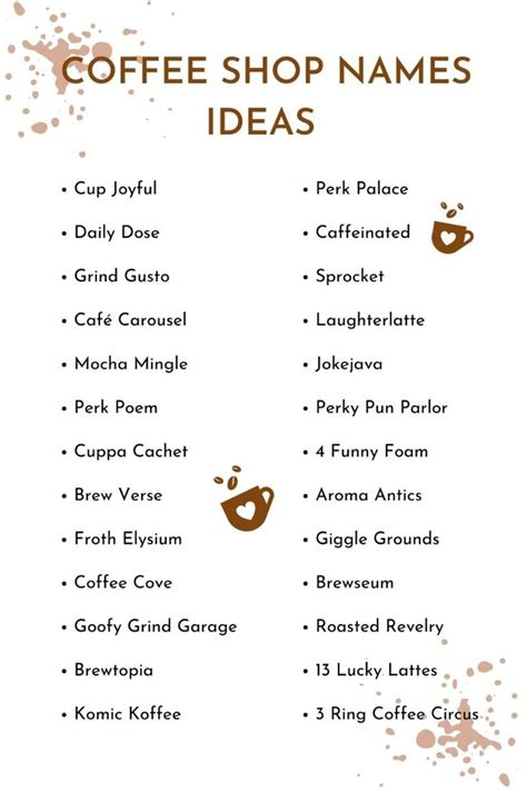 Coffee Stand Names